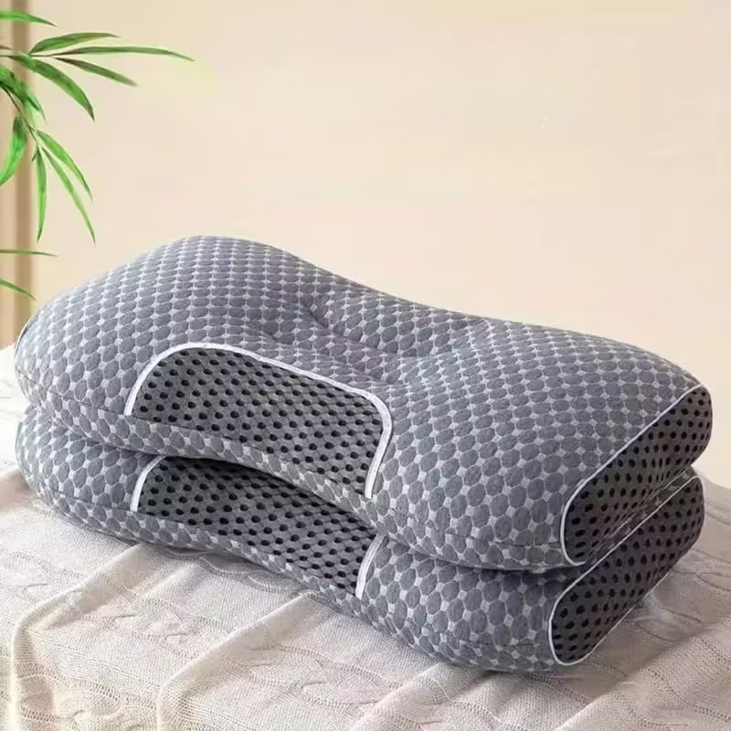 TEMU Ergonomic Neck Pillow For Support, Adjustable Contour Design, Ultra , Premium Breathable Pillow Core With Removable, Thin, Washable Cover