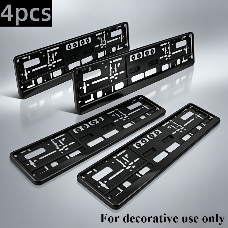 Image of 4 License Plate Holders | Black | Passenger Car License Plate Holder | European License Plate Holder | For Decorative Use Only