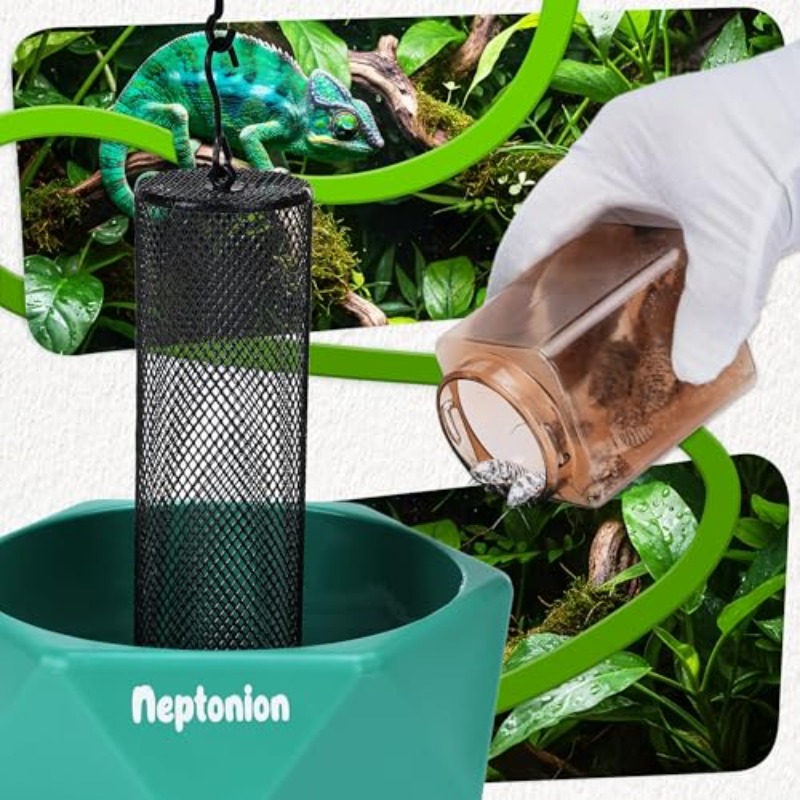 Reptile Cricket Calcium Powder Mixer One-Press Release Shaker Lazy-Friendly Dispenser Prevents Skipped Feeding Suitable for Reptile Like Chameleon Gecko Lizard