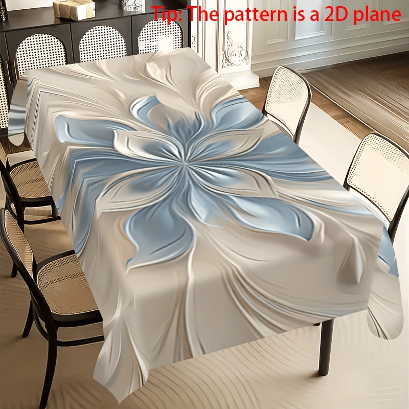 TEMU 1pc Elegant Tablecloth With 2d Print, Multi-functional Rectangular Table Mat – Machine Washable, Ideal For Picnics, Camping, Weddings, Birthday