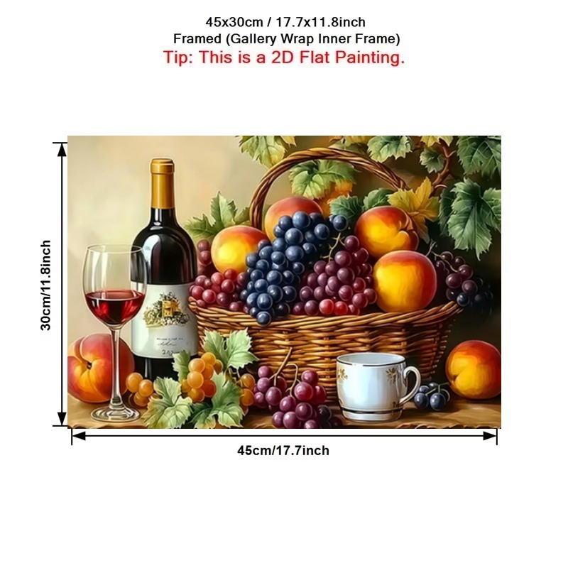 TEMU 2d Flat, 2d Flat 1pc Fruit And Wine Canvas Art, Rustic Farmhouse Print Poster For Kitchen Dining Room Living Room, Aesthetic Home Decor Unframed