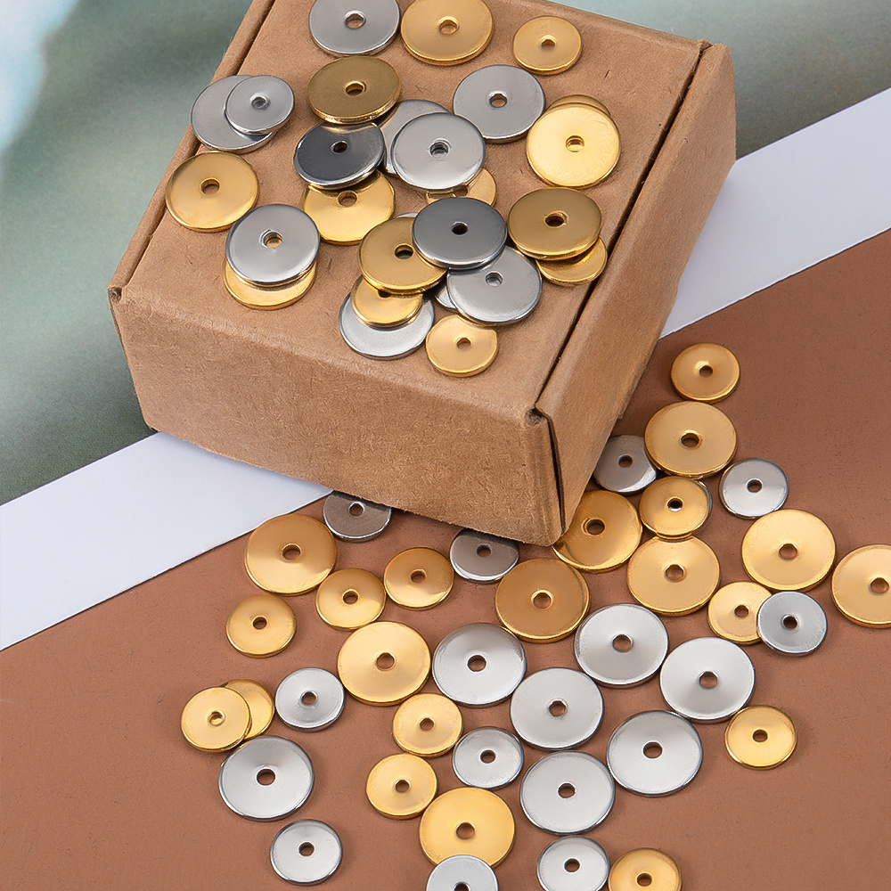 40pcs Stainless Steel Round Spacer Beads for Jewelry Making