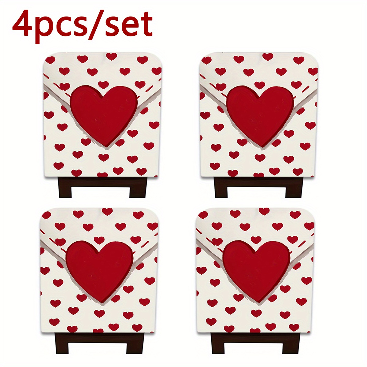 TEMU 2/4/6pcs Love Letter Kitchen Restaurant Decoration Plush Chair Cover, Polyester Short Plush Material Fabric, Removable And Washable Chair Cover,