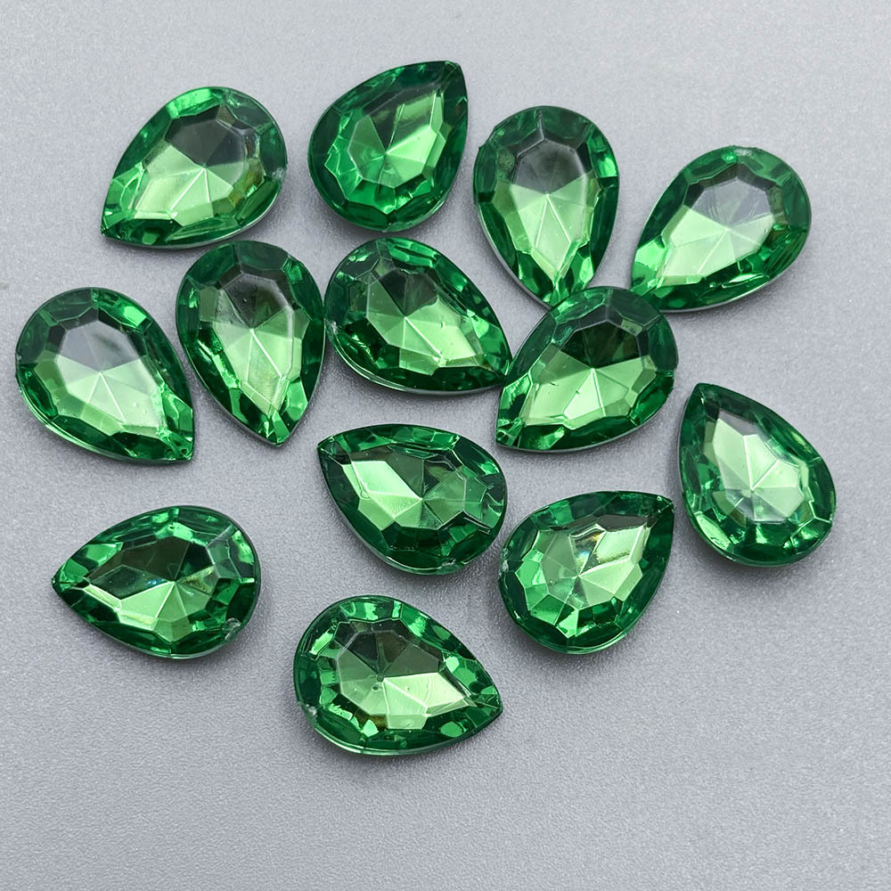 Image of 60pcs Colorful Pointed Bottom Teardrop .0cm/0.39in X 1.4cm/0.55in Non-porous Acrylic Rhinestones Handmade Clothing Additions Paste Additions Random Color