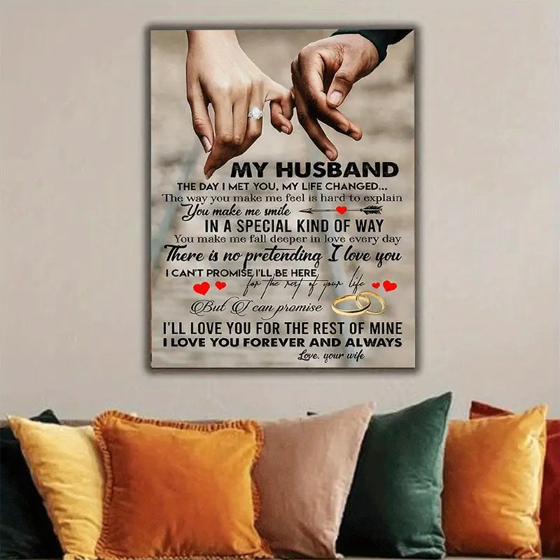 Room Decor 1pc Framed Painting, To My Husband Wife, Canvas Posters And Prints Wall Art Pictures With Frame For Living Room, Bedroom, Home D