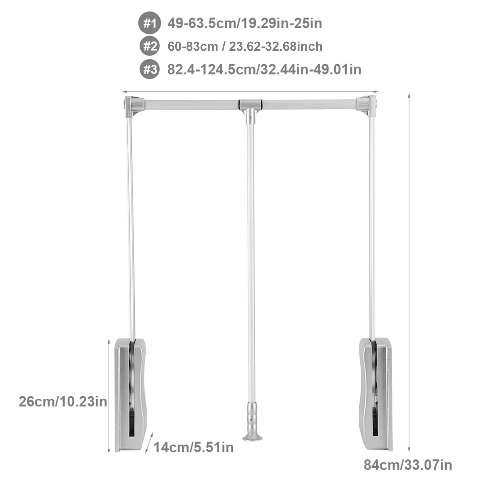 Wardrobe Lift Pull Down Closet Rod, 60 Lbs Load Capacity