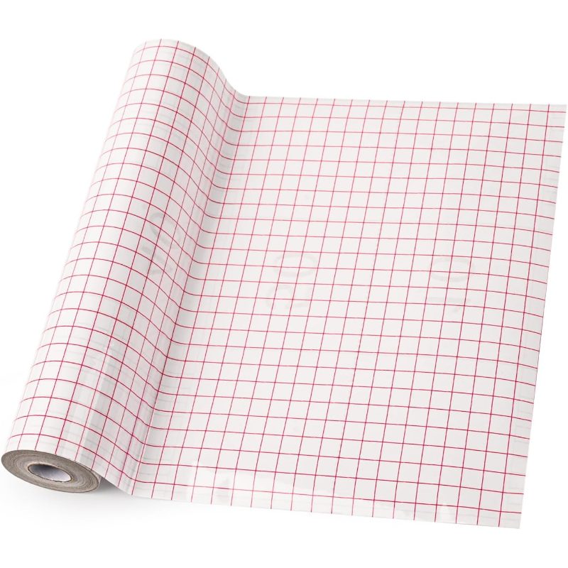 clear vinyl transfer paper tape roll 12x 16 4 ft red   grid for cricut   suitable for   vinyl signs windows
