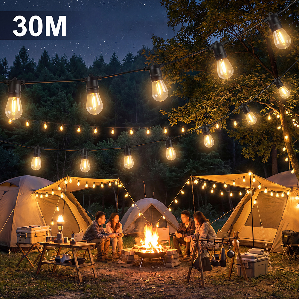 TEMU 30m Led Festoon String Lights Christmas Wedding Party Outdoor