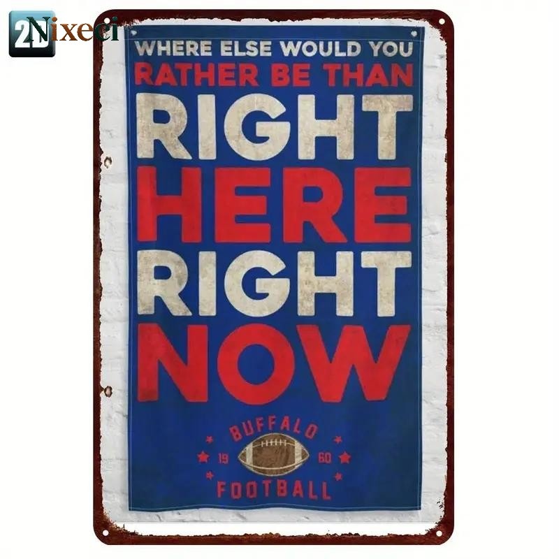 TEMU Soccer Event 2026 - A Vintage Buffalo Football Metal Sign - Heavy Blue And Wall Art, 8x12 Inches, Durable Iron, Pre-drilled For Easy Hanging,