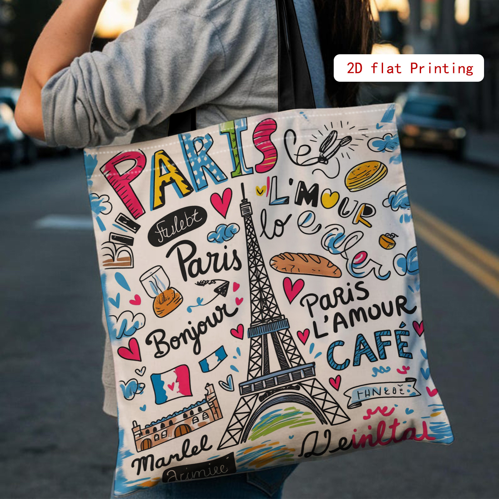 TEMU 1 ud. Bolso de estampado estilo , bolso de de gran capacidad, bolso tote de mujer, bolso tote de moda, adecuado para , , el shopping, reuniones
