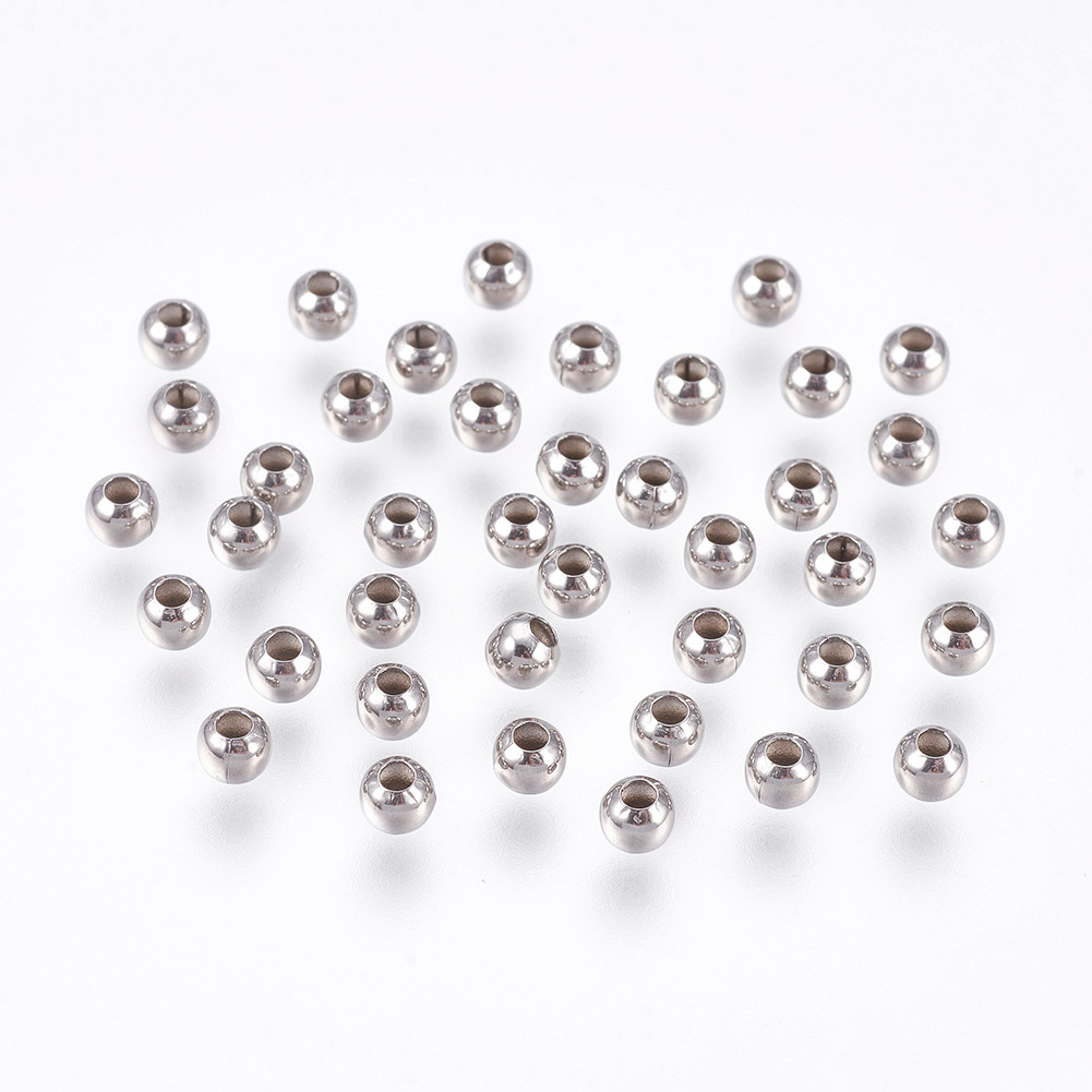 TEMU 200pcs Round 304 Stainless Steel Spacer Beads For Diy Earring Bracelet Beads & Bead Assortment 4mm