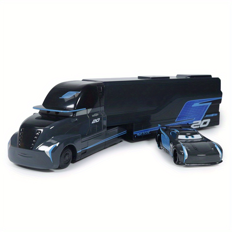 2pcs car story large container truck small race car combo durable alloy material     ideal for boys girls aged 3 perfect birthday gift birthday gift idea   design durable alloy toy toy truck