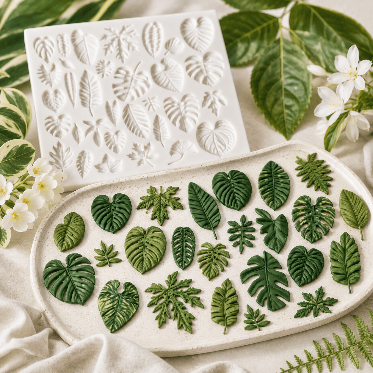 TEMU Moldes de silicona para velas de resina con forma de hoja, molde de follaje de planta con , multiusos para cera de vela, jabón, con resina epoxi