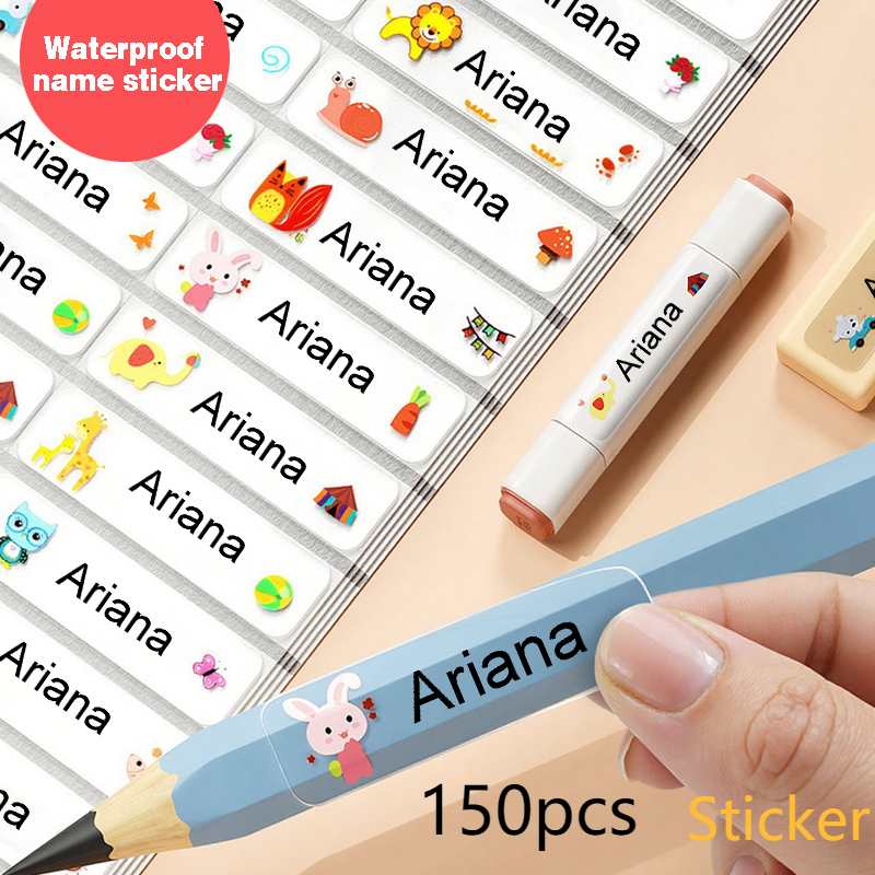 30-660pcs Medium Name Stickers, Transparent Cartoon Personalized Design, Colorful Labels, Office Stationery, Pencil And Water Cup Classification Labels, Multifunctional Sealing Sticker