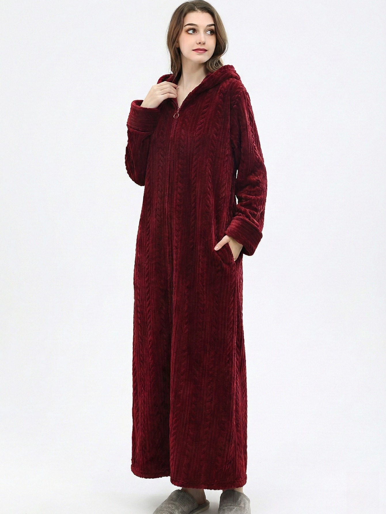 winter dressing gown zip front up sold on Temu United States NWT Forever 21 Woman Cover Up Dress Belts can come undone Color:Naked Powder