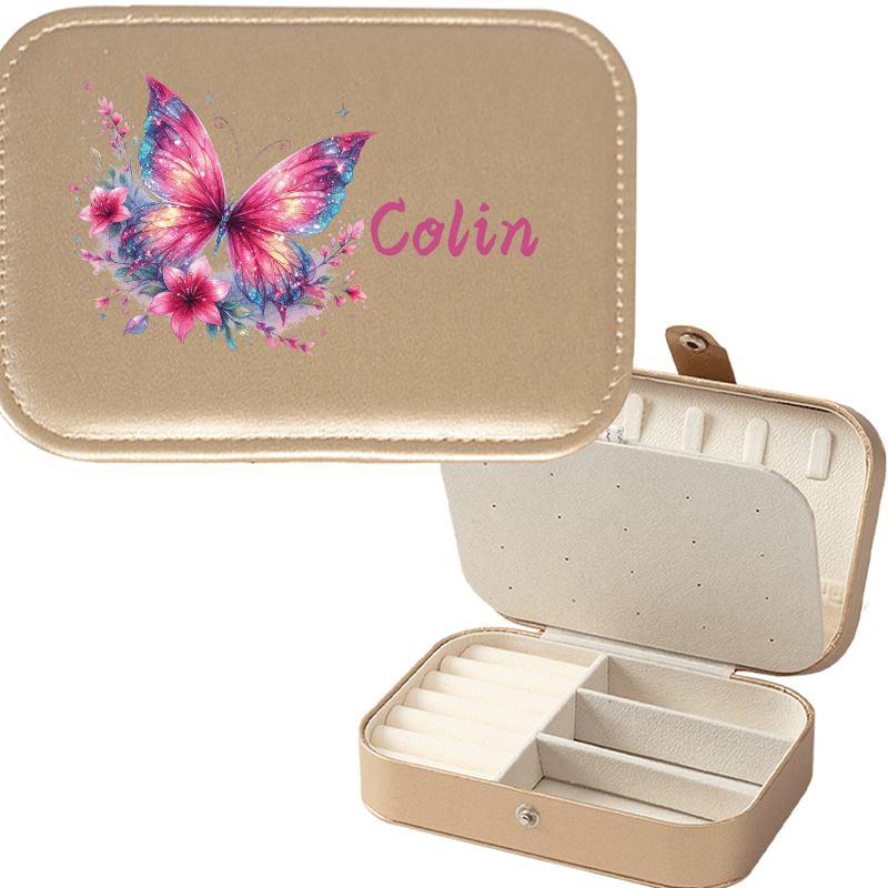 Personalized Sparkle Glitter Butterfly Jewelry Storage Box
