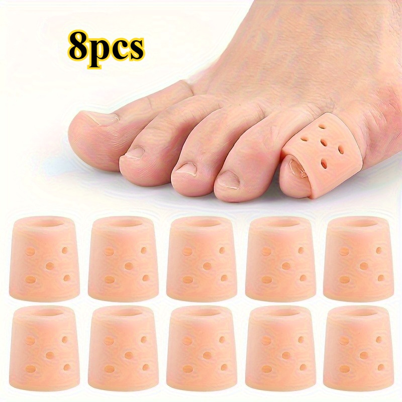 Image of 8/18pcs Of Soft Silicone Toe Sleeves, Breathable Perforated Toe Covers, Soft And Elastic Toe Protectors That Friction, Suitable For Sports And Everyday Use, Unisex, In Multiple Colors, An Ideal Gift
