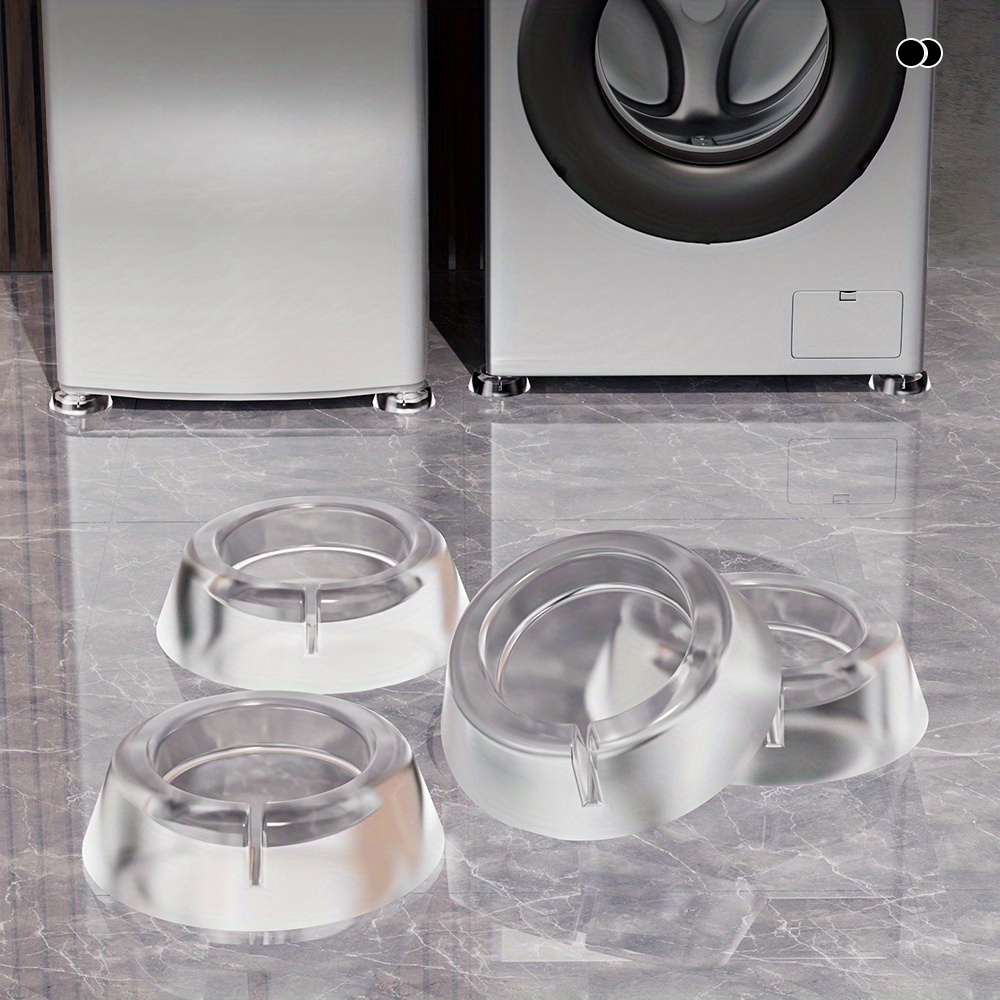 Image of 4 Washing Machine Base Feet Pads, Transparent Height-increasing Load-bearing Anti-vibration Anti-slip Shock-absorbing Pads For Refrigerator And Sofa, Silent Pads