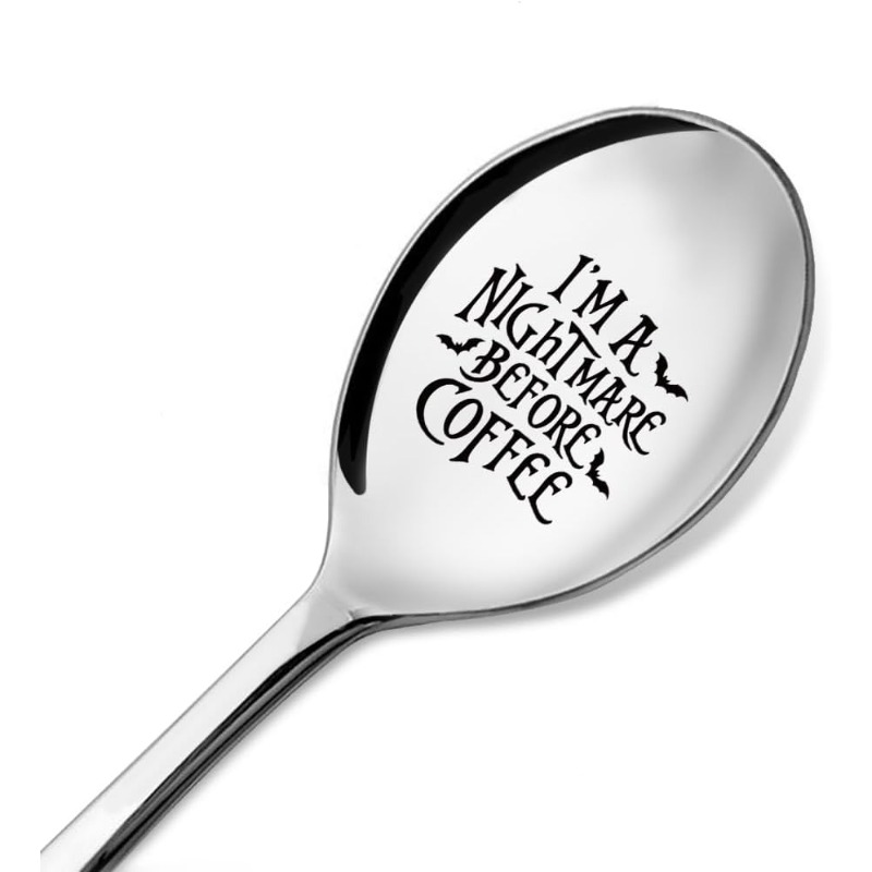 TEMU I'm A Nightmare Before Coffee Engraved Stainless Steel Spoon