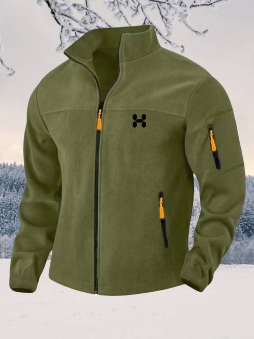 mens autumn winter jacket 2026 new style trendy streetwear h print stand collar jacket windproof warm multi pocket outdoor workwear full