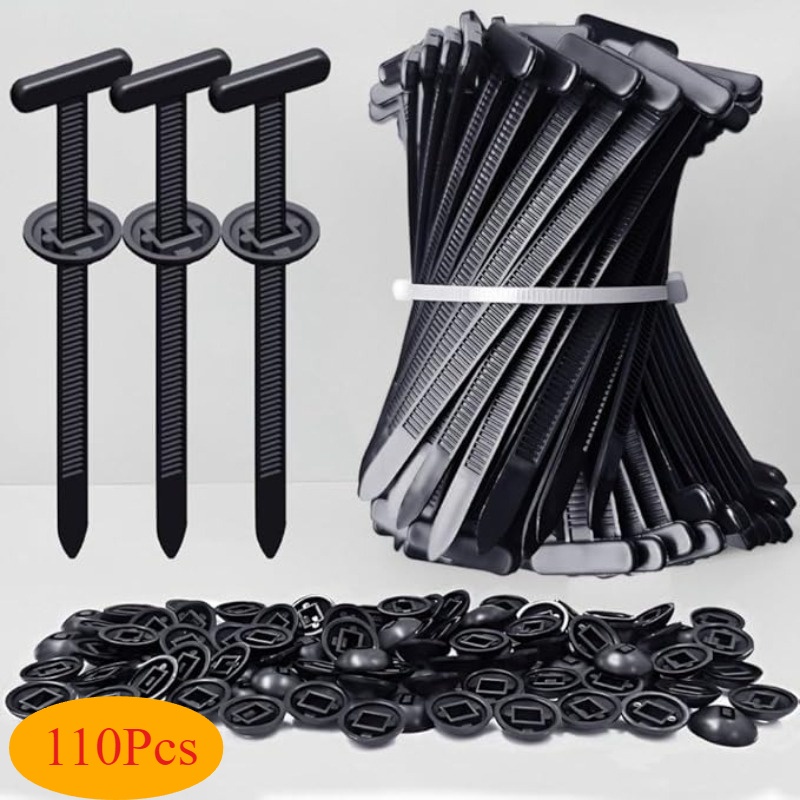 TEMU Lot de 20 à 110 attaches de câble auto-bloquantes en nylon durables avec têtes à fermeture éclair en plastique noir - Attaches de haute