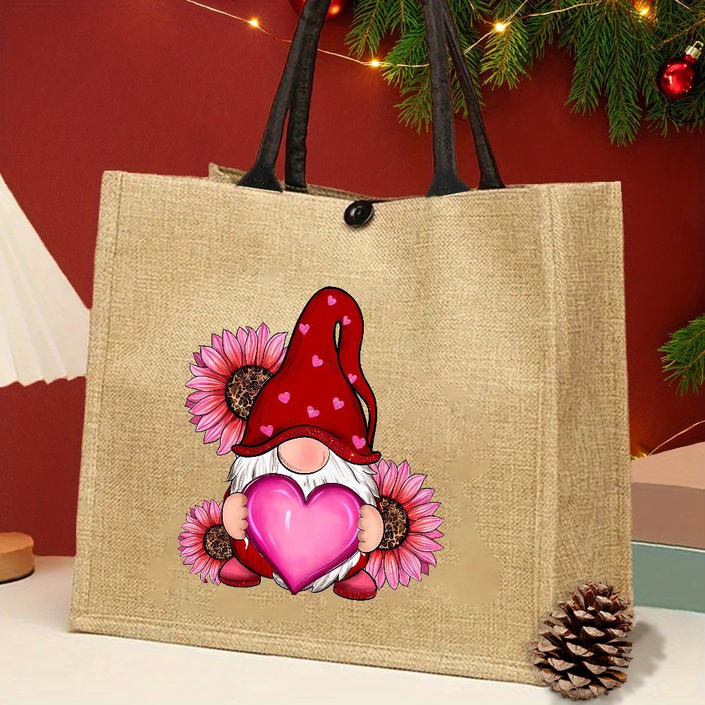 

Print Jute Tote Bag - Large Capacity, & Stylish For Shopping, Travel, And Outdoor