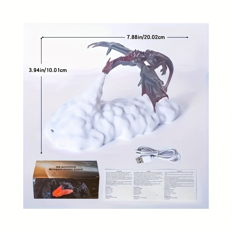 TEMU 3d Printed Night Light Ambiance Lamp, Usb Rechargeable Desktop Light With Button Control, Suitable For Room Types