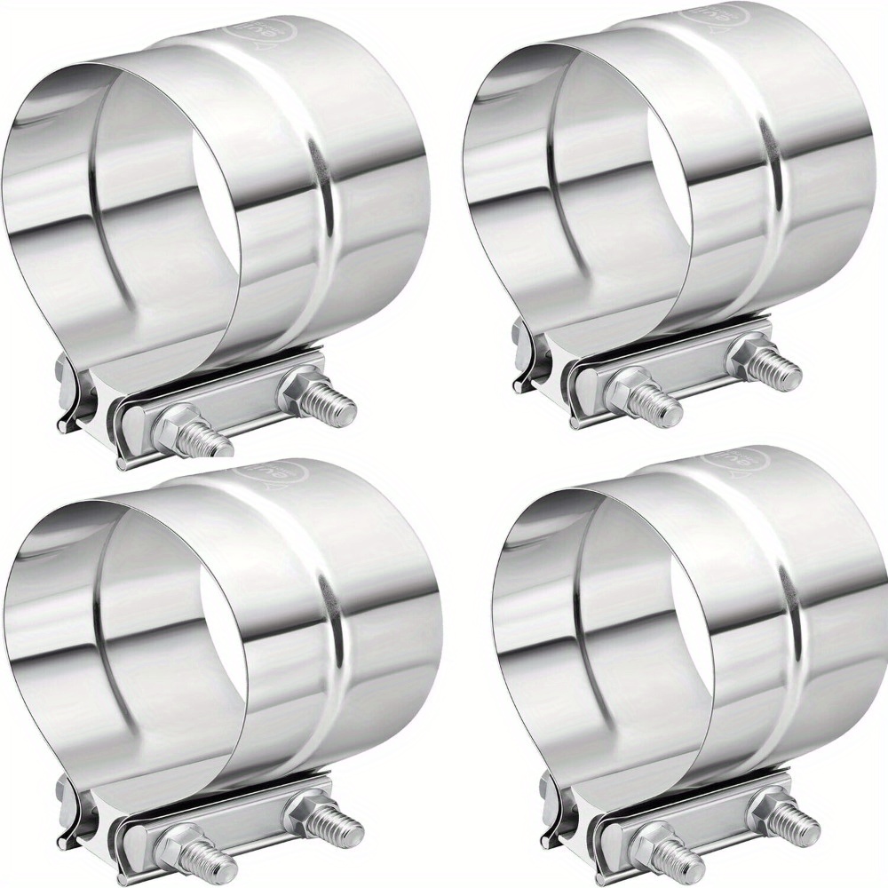 TEMU 4pcs 5" Lap Joint Exhaust Clamp Muffler Sleeve Coupler T304 Stainless Steel