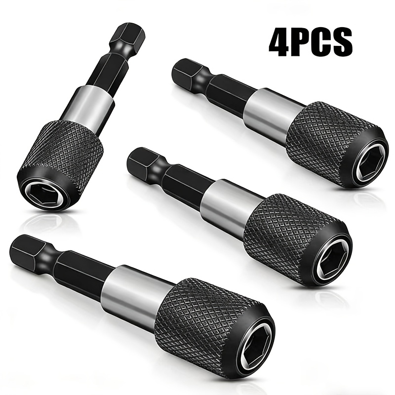 TEMU 4pcs Magnetic Bit Holder Quick-release Hex Shank Attachment Suitable For 1/4-inch Drill Bits Compatible For Electric Drills, Drivers, Ratchets,