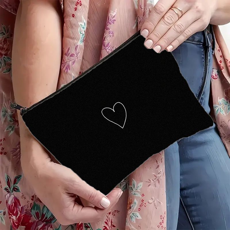 TEMU 1 Borsa per trucco con cerniera, organizzatore da viaggio e portatile, pochette portaoggetti minimalista e , borsa da toilette, accessorio
