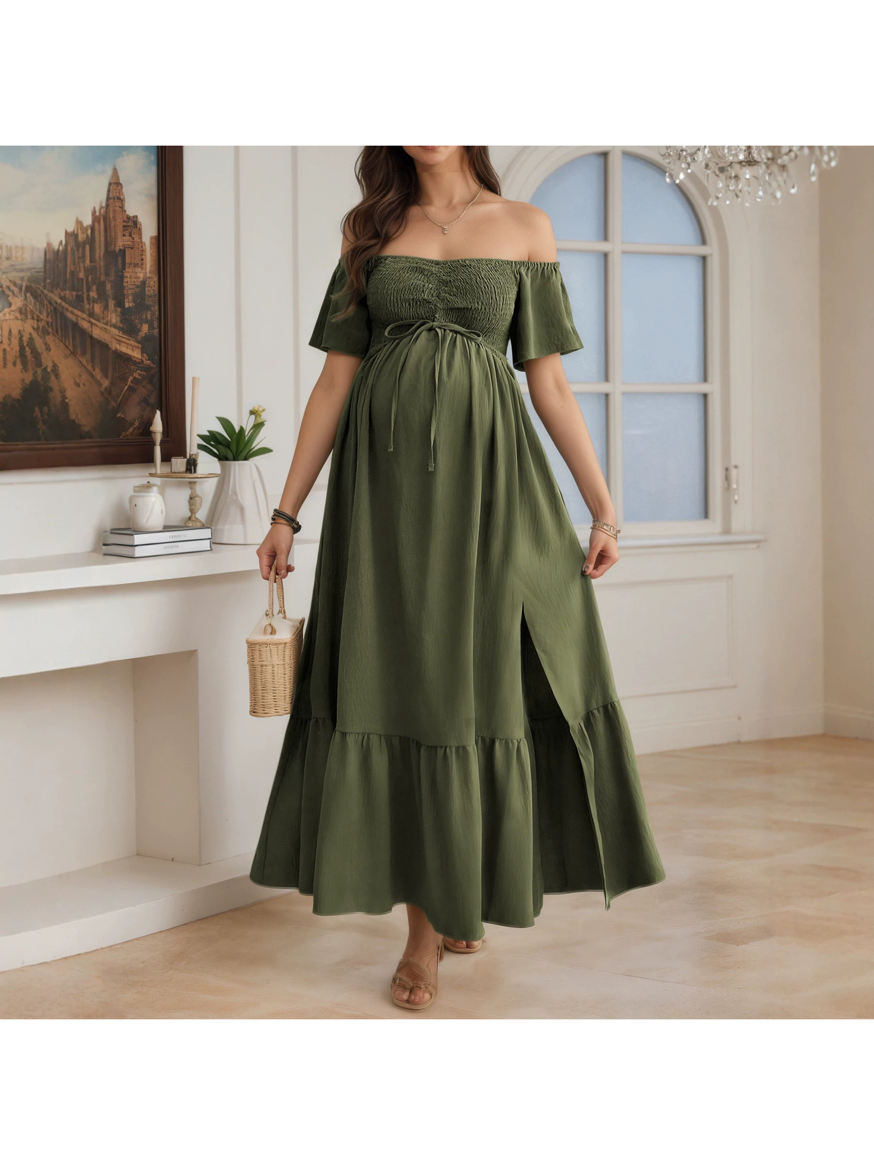 jm haggar slim fit dress shirt Latched Mama Tiered T-Shirt Maxi Dress main image 1
