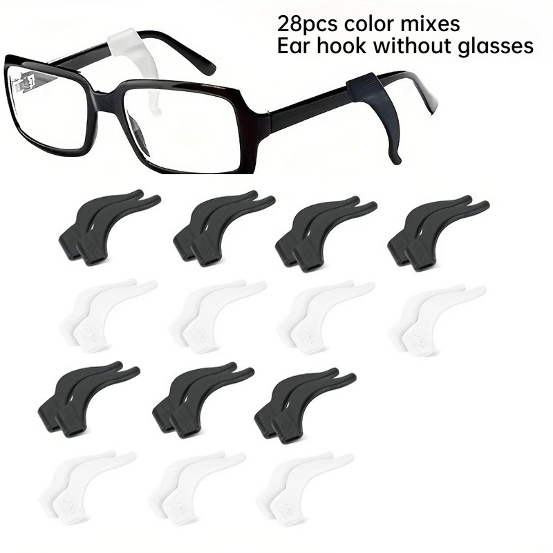 TEMU 28 Gafas Suaves Antideslizantes con Ganchos para Orejas, Patillas Transparentes, Soporte Anticaídas para Gafas, Accesorios de Fijación Duraderos