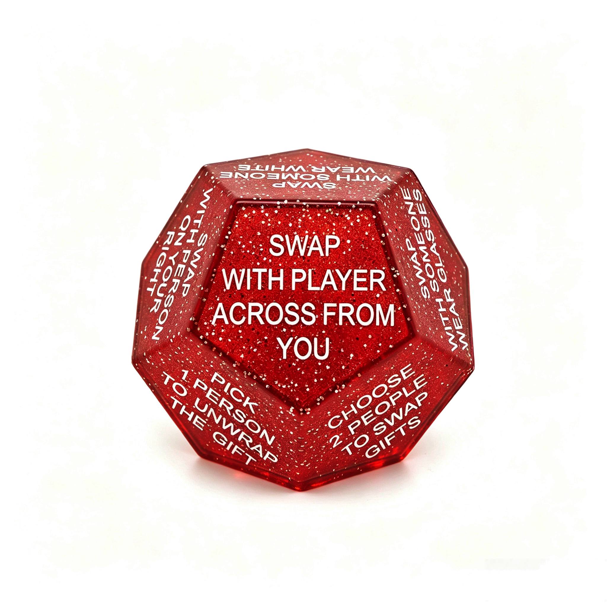 TEMU 12-sided Sparkling Santa Claus & Snowflake Gift Exchange Dice - Christmas Party Game Suitable For Family Gatherings, Office Events, Stocking