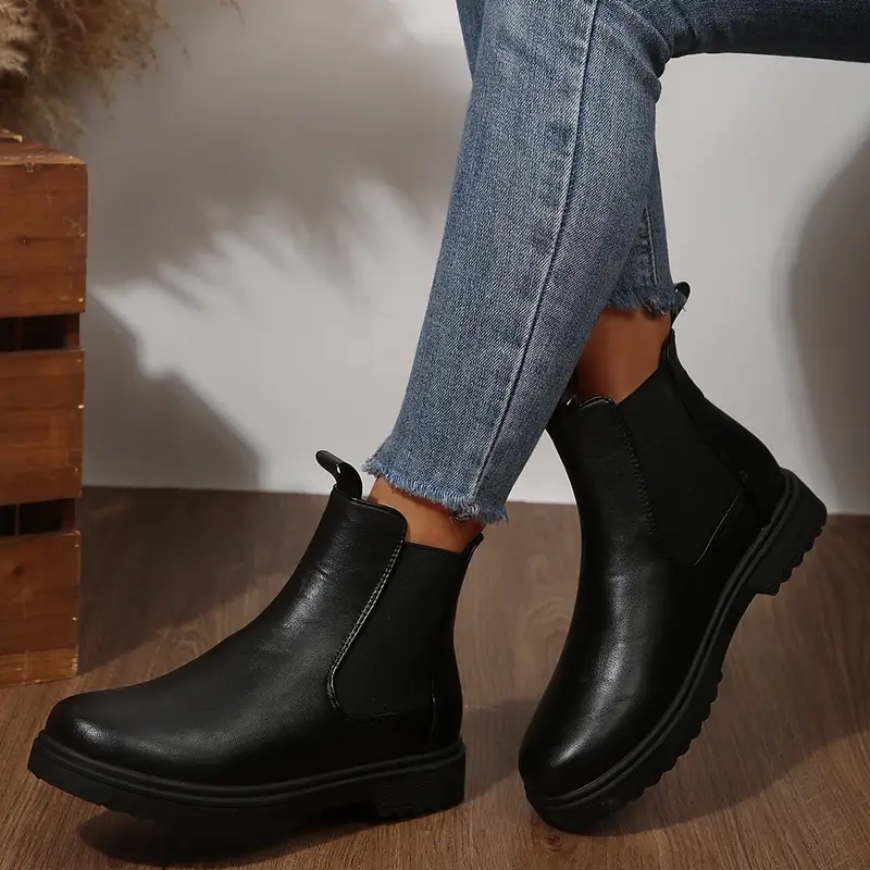 french style round toe womens flat ankle boots new autumn - Temu Oman