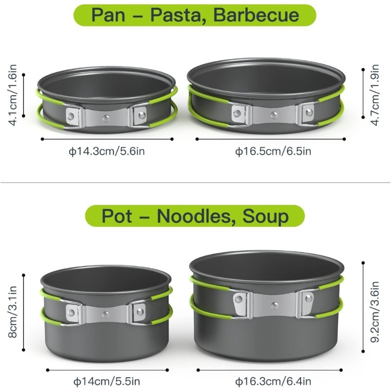 Camping Cookware Set, Pot and Pan Combination for Backpacking