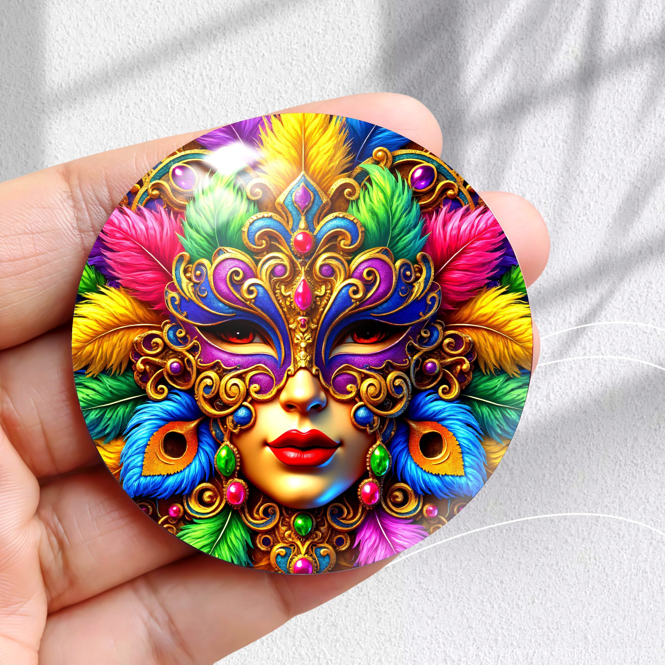 TEMU 1 Refrigerator Magnet Featuring A Carnival Masked , Perfect For Decorating , Home, Office, Or Whiteboards. An Gift For Holidays