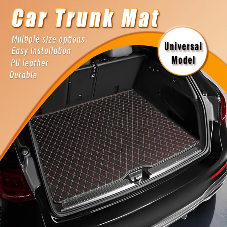 Image of Car Trunk Mat Luxury Diamond Quilted Scratch Resistant Durable Pet Suv Auto Crystal Non Slip Cargo Protector Pad