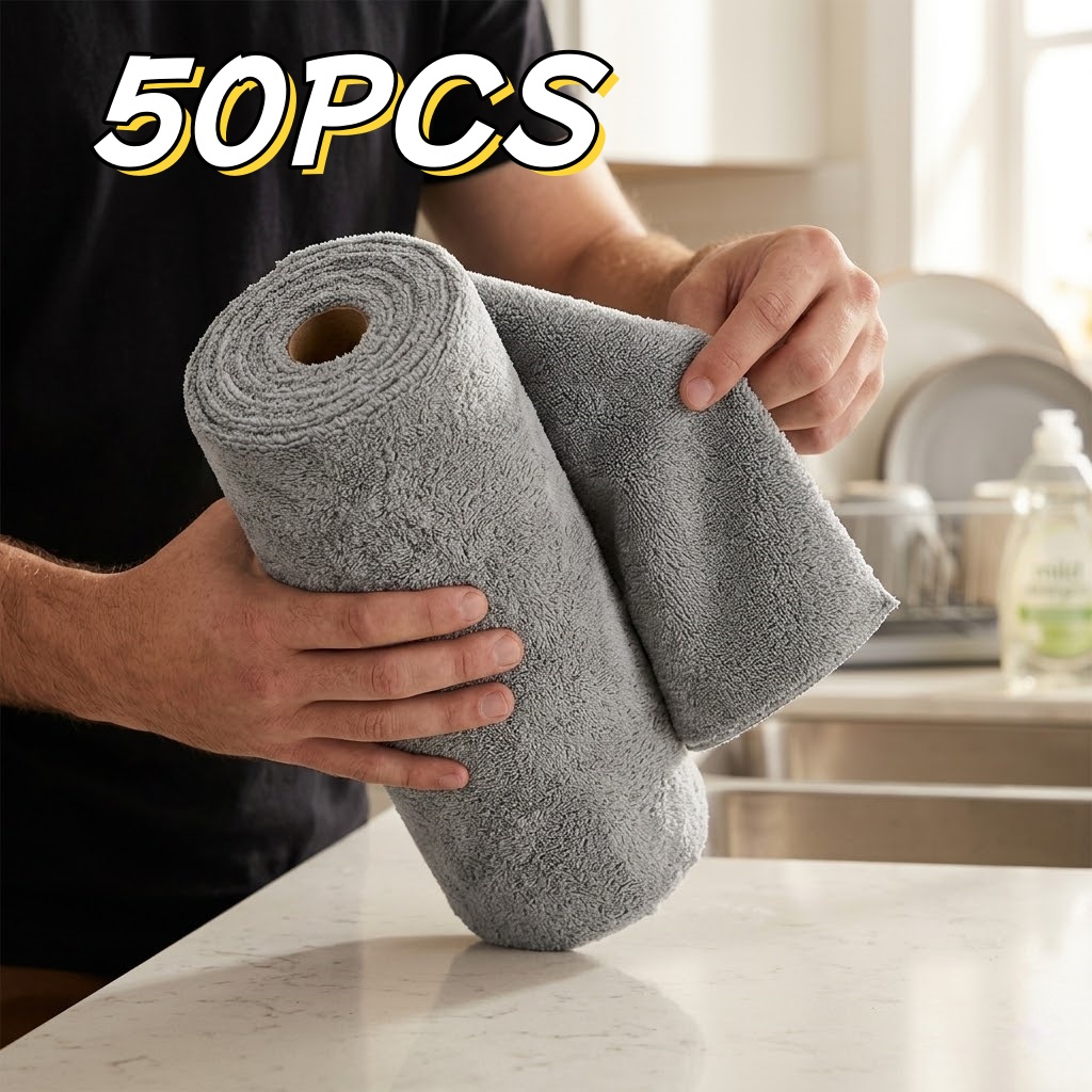 50 panni in microfibra spessi, assorbenti e senza  , panni riutilizzabili monouso per casa, cucina, auto, salviette   strappabili