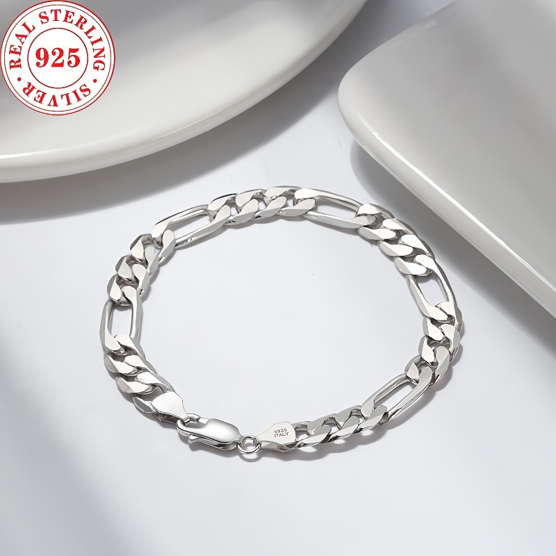 TEMU Exquisite Handmade Ancient S925 Pure Silvery Bracelet, Bracelet, , Sexy Minimalist Style, Perfect Christmas Gift