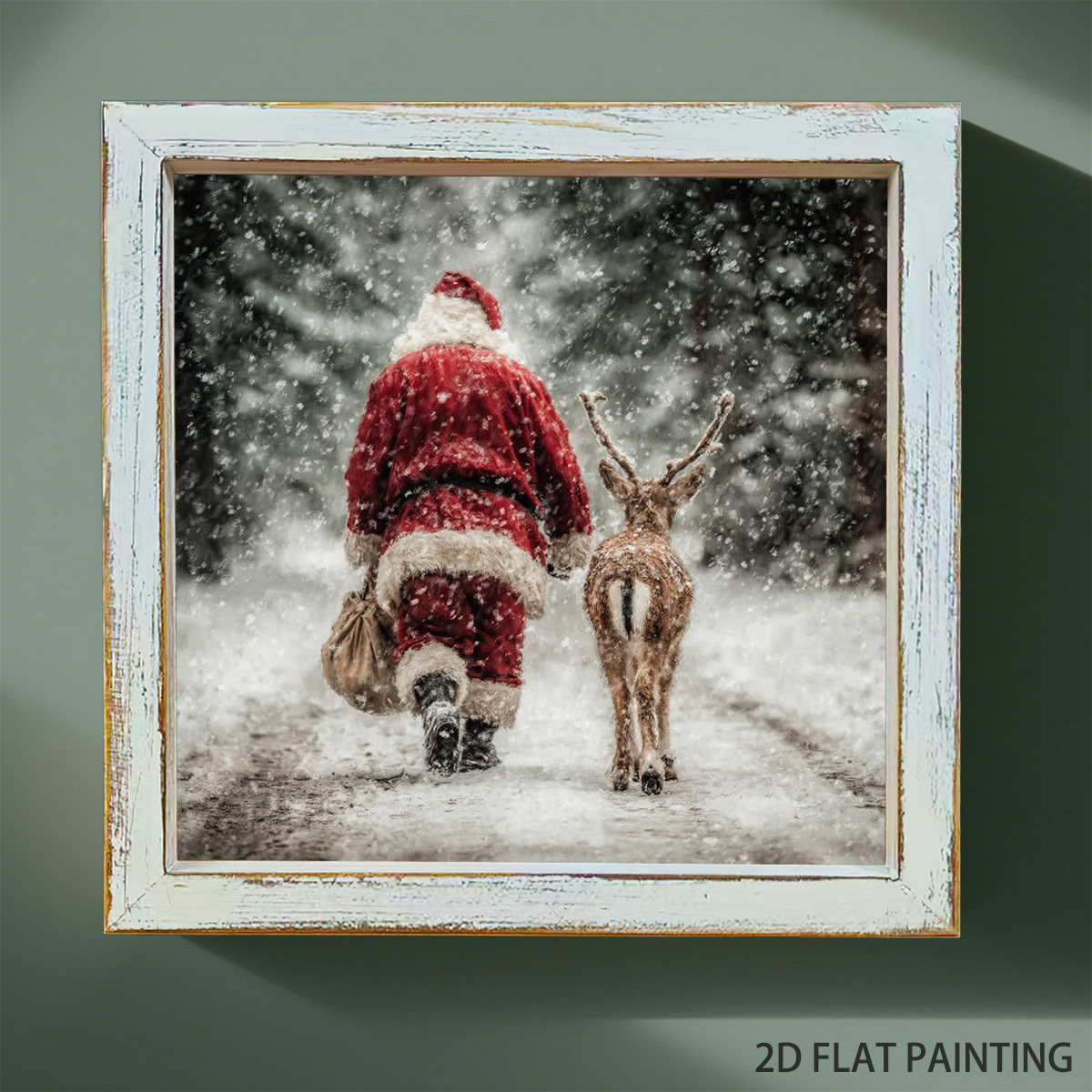TEMU 2d Flat, 2d Flat, 1pc 20cm X 20cm Flat 2d Painting For Christmas Wall Decoration, Including Christmas Wall Art, Canvas Art, Winter-themed Wall