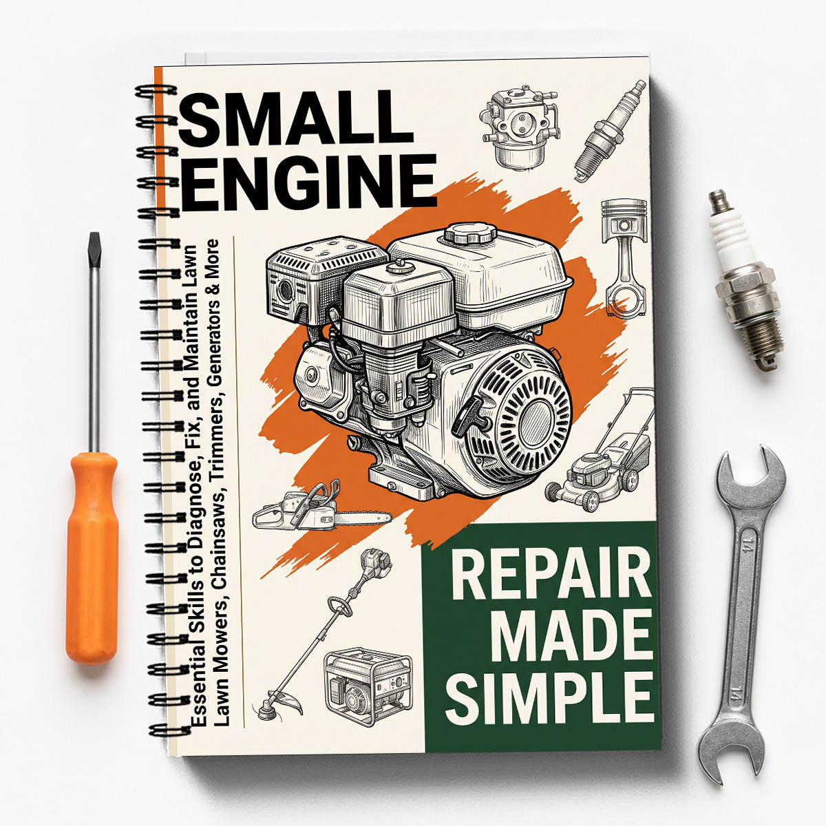 TEMU Small Engine Repair Manual: Spiral-bound And Maintenance Logbook For Lawnmowers, Chainsaws, Generators, Gasoline Engines, Repair Journal With ,