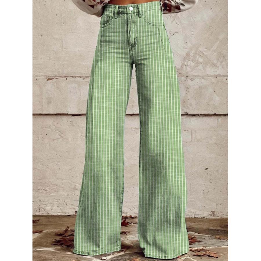 

Women' Casual Long Width Striped Printed Pants Casual Jeans Are Suitable For