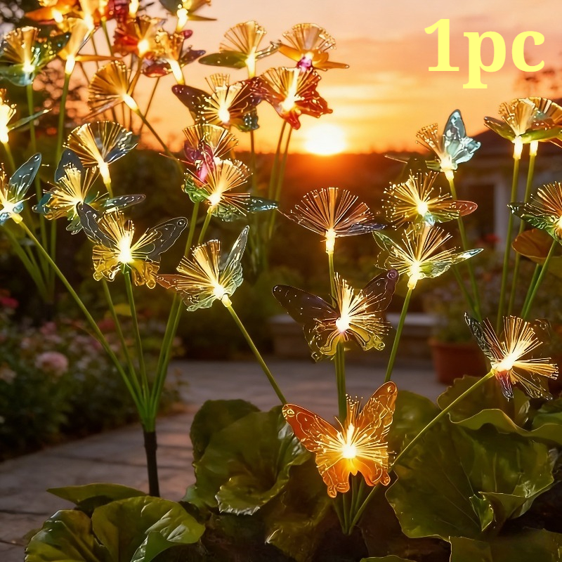TEMU Lot de 6 lampes solaires à piquet de sol papillon avec LED à à lueur douce, alimentées par l' solaire pour une installation câblage, capteur de