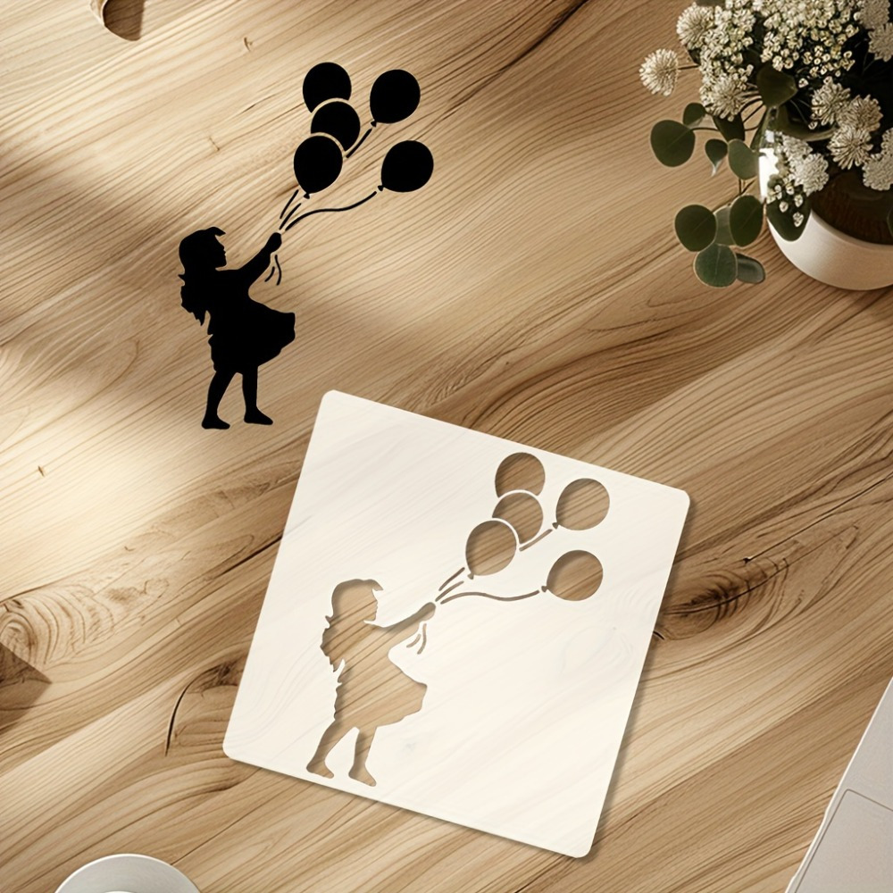 Balloon Girl Themed Painting Template, Washable and Reusable