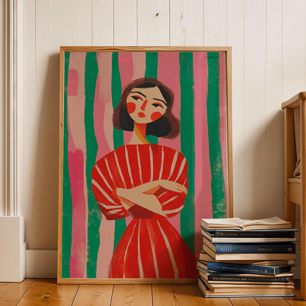TEMU 2D Flat, 2D Flat, Un Solo Oggetto, Decorazione Murale, Poster Retro, a Tema Donne, Tela Colorata con Ritratto Psichedelico, Arredamento Distinto