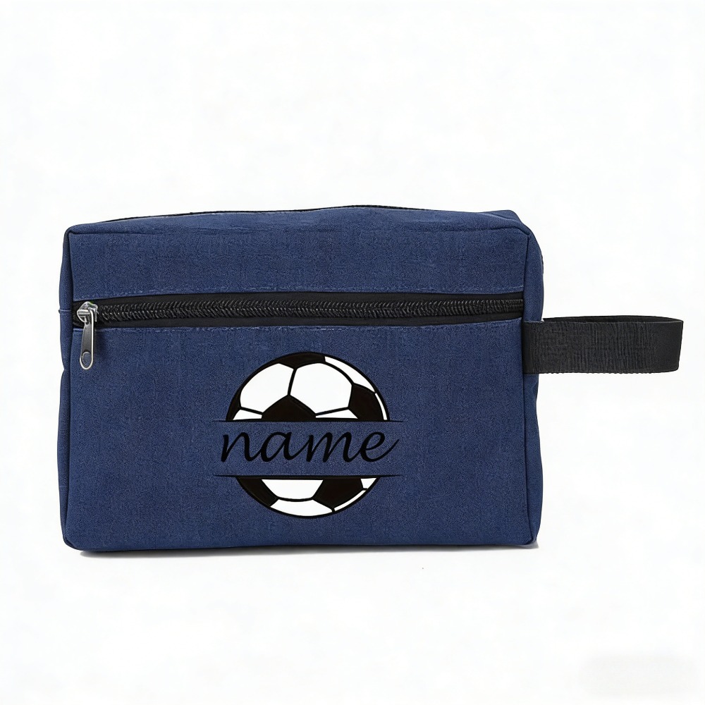 TEMU Football-themed Makeup Bag With Name/text Customization - Lightweight Zippered Pouch Suitable For Football Gifts For,, Teachers, Bridesmaids,