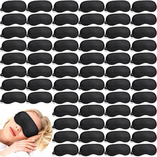 set mit 46 schlafmasken, passend zum schlafen, mit verstellbarem riemen, für spiele, partys, teambuilding-aktivitäten und reisen. jede maske ist einzeln verpackt und in schwarz für damen und herren erhältlich.