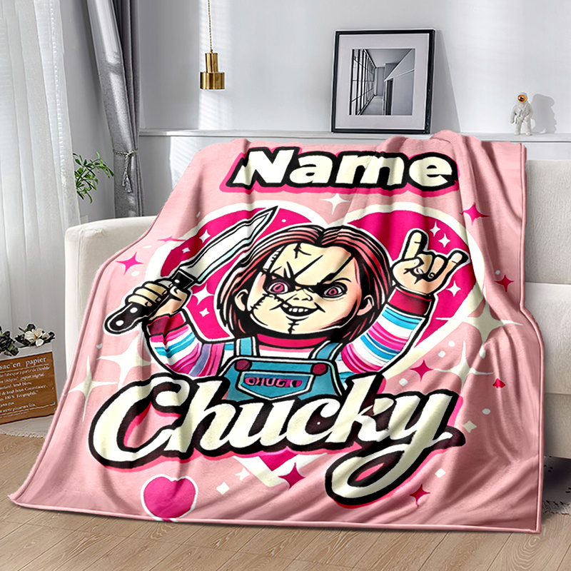 

Custom Chucky-themed Flannel Blanket - , Personalized , Ideal For Sofa, Bed, Office, Camping, Travel - Gift, Machine Washable, Personalized Blanket