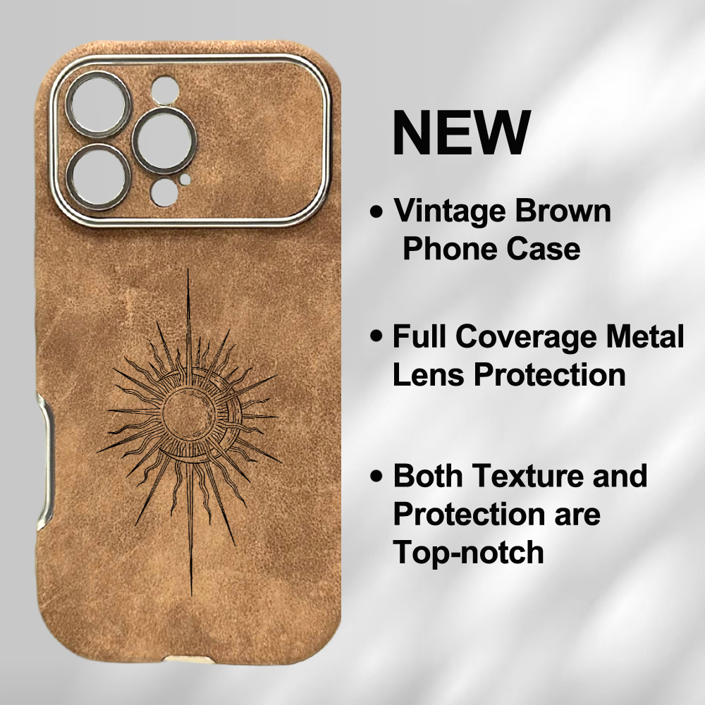 TEMU Phone Case - Creative Patterned Electroplated Faux Leather Retro New Model Protective Phone Case For Men And Women, Compatible With For For
