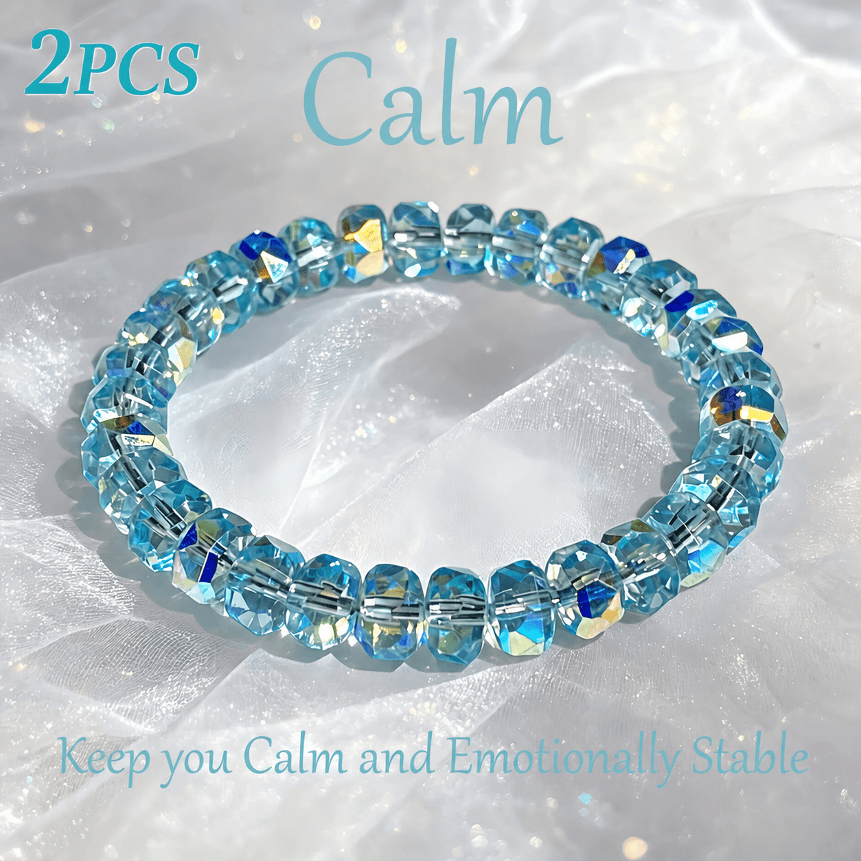 TEMU 2er-Set schillerndes facettiertes Armband aus Aquamarin – leichter Luxusschmuck, geeignet für den , Pendeln Partys – Ein elegantes Geschenk für